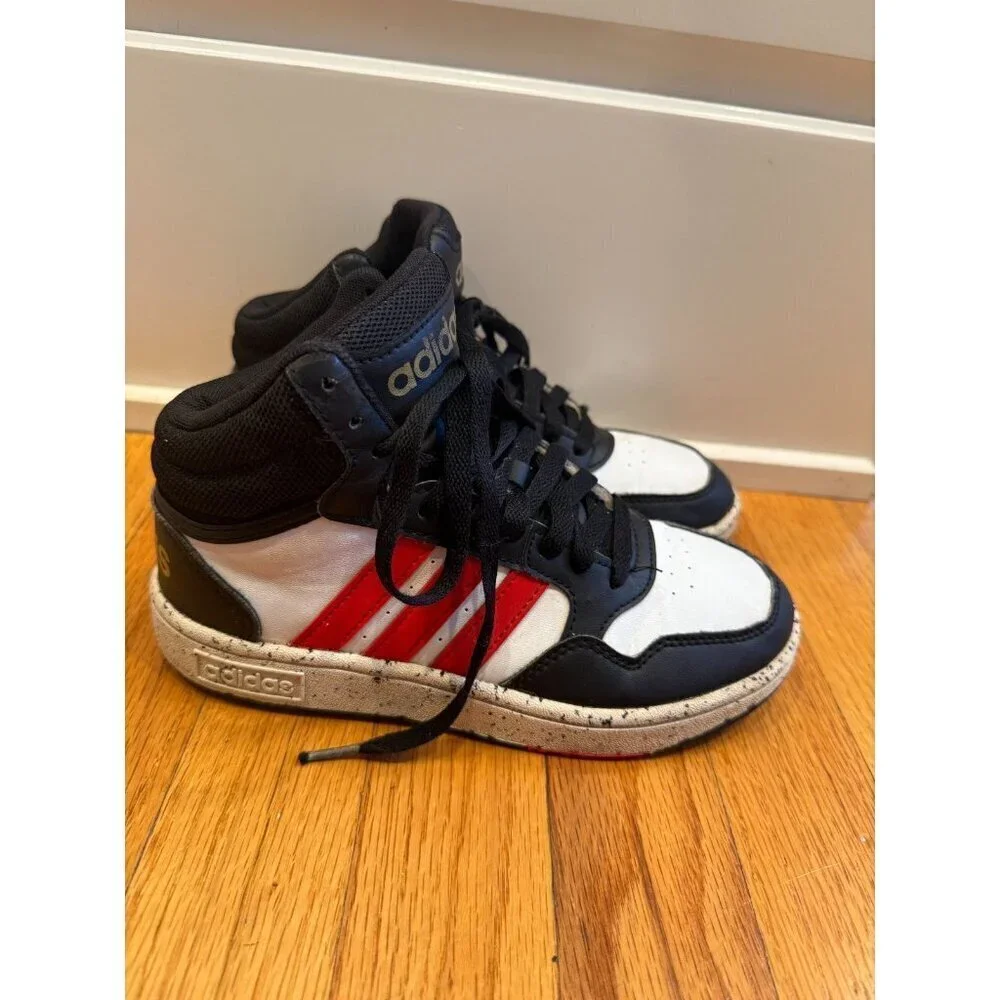 Adidas Hoops Mid Shoes Cloud Red White Black Youth Size 2